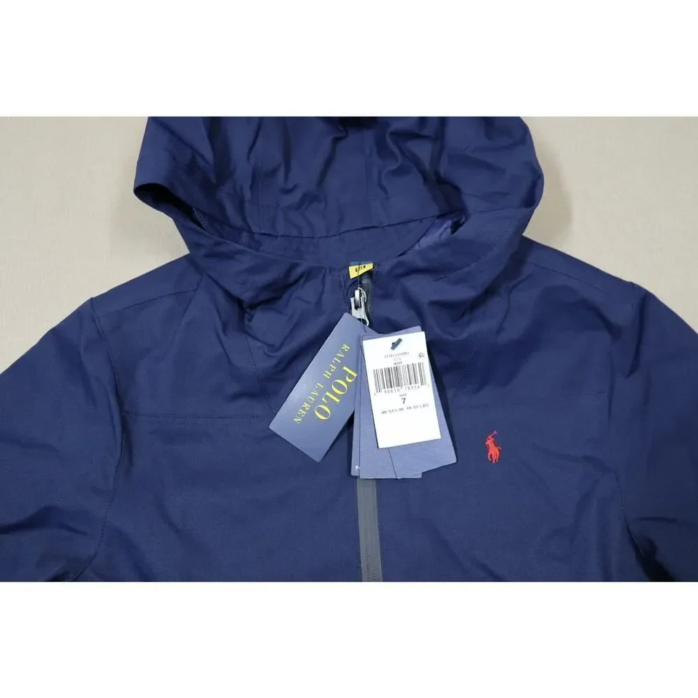 Polo Ralph Lauren Boys Navy Water‎ Proof Hooded Jacket Size 7